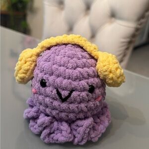 Purple Plush Toy with Yellow Earphones